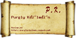 Purgly Kálmán névjegykártya